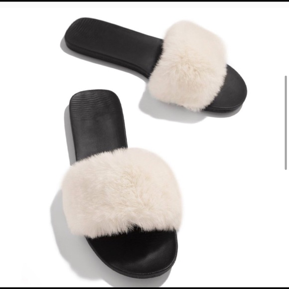 NEW faux fur slide sandals slipper “Ivory cloud” - Picture 2 of 4